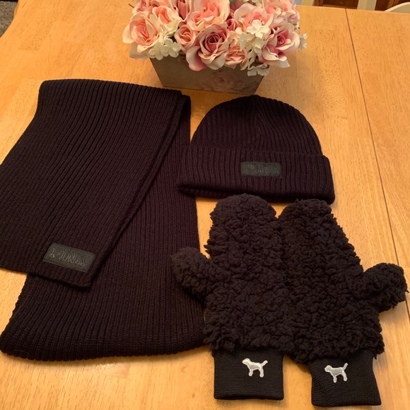 PINK Victoria's Secret Accessories - PINK Victoria Secret scarf/knit hat/ mittens